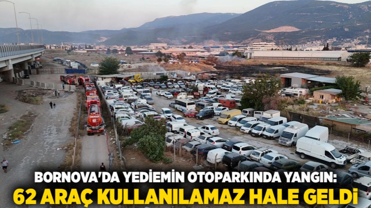 Bornova'da Yediemin Otoparkında Yangın: 62 Araç Kullanılamaz Hale Geldi