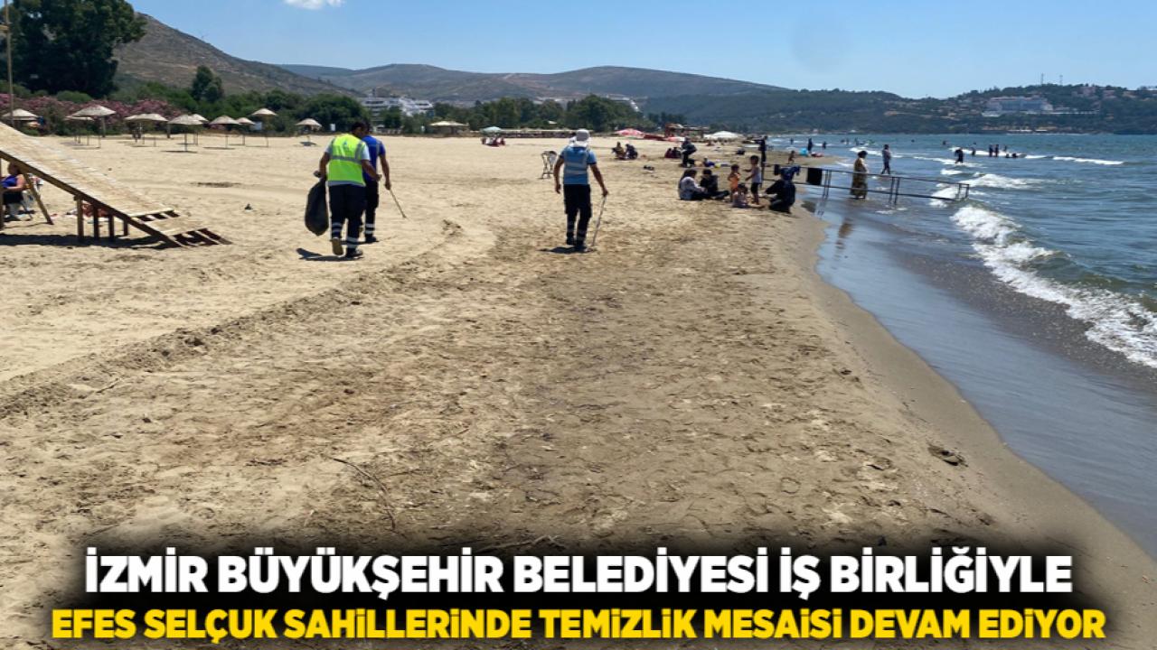 İzmir Büyükşehir Belediyesi iş birliğiyle Efes Selçuk sahillerinde temizlik mesaisi devam ediyor