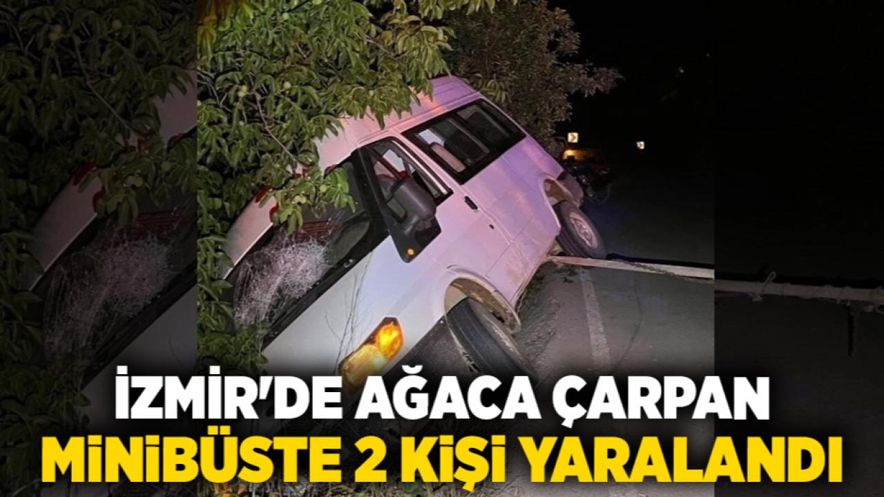 İzmir'de Ağaca Çarpan Minibüste 2 Kişi Yaralandı